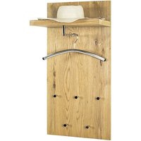 Product photograph of Myers Wooden Wall Hung 5 Hooks Coat Rack With Shelf In Oak from Furniture in Fashion