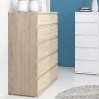 Product photograph of Naira Wooden Chest Of 5 Drawers In Oak from Furniture in Fashion