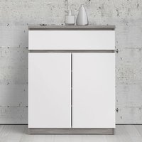 Product photograph of Nakou 2 Door 1 Drawer Sideboard In Concrete And White High Gloss from Furniture in Fashion