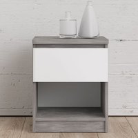 Product photograph of Nakou High Gloss Bedside Cabinet With 1 Door In White Oak from Furniture in Fashion