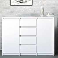 Product photograph of Nakou High Gloss Sideboard With 2 Doors 4 Drawers In White from Furniture in Fashion