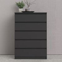Product photograph of Nakou Wooden Chest Of 5 Drawers In Matt Black from Furniture in Fashion