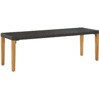 Product photograph of Naomi 80cm Black Poly Rattan Garden Bench With Wooden Legs from Furniture in Fashion