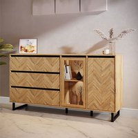 Product photograph of Narva Wooden Sideboard 2 Doors 3 Drawers In Spica Oak from Furniture in Fashion