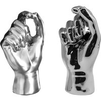 Product photograph of Nacore Ceramic Set Of 2 Hand Vases In Silver And Grey from Furniture in Fashion