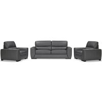 Product photograph of Natick Leather 3 1 1 Seater Sofa In Anthracite from Furniture in Fashion