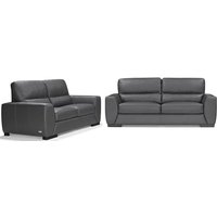 Product photograph of Natick Leather 3 2 Seater Sofa In Anthracite from Furniture in Fashion