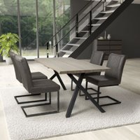 Product photograph of Natore Wooden Dining Table With 4 Aboba Grey Chairs from Furniture in Fashion