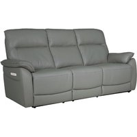 Product photograph of Neci Leather Electric Recliner 3 Seater Sofa In Steel from Furniture in Fashion