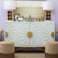 Product photograph of Nekkar Wooden Sideboard In Whitewash And Antique Brass from Furniture in Fashion