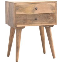 Product photograph of Neligh Wooden Bedside Cabinet In Oak Ish With 2 Drawers from Furniture in Fashion