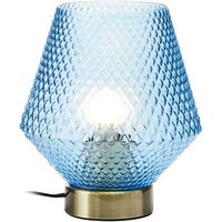 Product photograph of Nelson Blue Glass Shade Table Lamp With Gold Metal Base from Furniture in Fashion