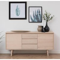 Product photograph of Nephi Wooden Sideboard With 2 Doors 3 Drawers In White Oak from Furniture in Fashion