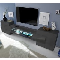 Product photograph of Nevaeh Dark Grey High Gloss Tv Stand With 2 Doors And Led Lights from Furniture in Fashion