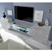 Product photograph of Nevaeh Wooden Tv Stand With 2 Doors In Concrete Effect And Led Lights from Furniture in Fashion