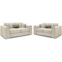 Product photograph of Newkirk Fabric 3 2 Seater Sofa Set In Beige from Furniture in Fashion