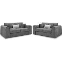 Product photograph of Newkirk Fabric 3 2 Seater Sofa Set In Grey from Furniture in Fashion