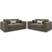 Product photograph of Newkirk Fabric 3 2 Seater Sofa Set In Mocha from Furniture in Fashion