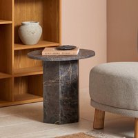 Product photograph of Newry Marble Stone Round Side Table In Marron from Furniture in Fashion