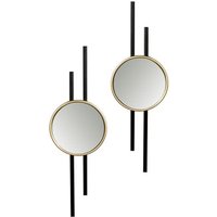 Product photograph of Nifty Set Of 2 Wall Bedroom Mirror In Black And Gold Frame from Furniture in Fashion