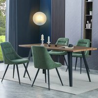 Product photograph of Niles Wooden Dining Table In Natural With 4 Calhoun Green Chairs from Furniture in Fashion