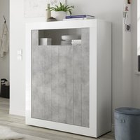 Product photograph of Nitro White High Gloss Highboard With 2 Doors In Cement from Furniture in Fashion
