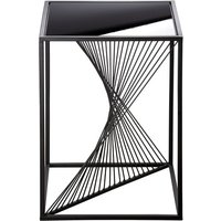 Product photograph of Nixa Glass Side Table Square With Metal Frame In Black from Furniture in Fashion