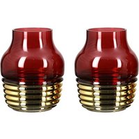 Product photograph of Noble Glass Set Of 2 Small Decorative Vase In Burgundy And Gold from Furniture in Fashion