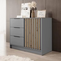 Product photograph of Newberry Wooden Sideboard With 1 Door 3 Drawers In Grey from Furniture in Fashion