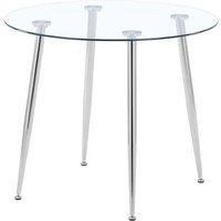 Product photograph of Nova Round Clear Glass Top Dining Table With Chrome Legs from Furniture in Fashion