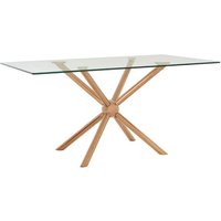 Product photograph of Kurhah Rectangular Clear Glass Dining Table With Rose Gold Frame from Furniture in Fashion