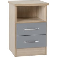 Product photograph of Mack Oak Wooden Bedside Cabinet With 2 Drawers Grey Gloss Front from Furniture in Fashion