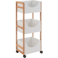 Product photograph of Nusakan Wooden 3 Tier Storage Trolley In White And Natural from Furniture in Fashion