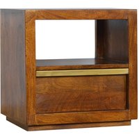 Product photograph of Nutty Wooden Bedside Cabinet In Chestnut With Gold Bar from Furniture in Fashion