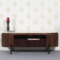 Product photograph of Ocala White Marble And Wood Tv Stand In Dark Mahogany from Furniture in Fashion