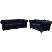 Product photograph of Oceanside Velvet 3 2 Seater Sofa Set In Black from Furniture in Fashion