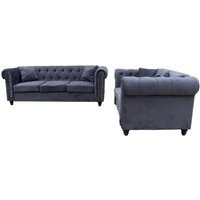 Product photograph of Oceanside Velvet 3 2 Seater Sofa Set In Medium Grey from Furniture in Fashion