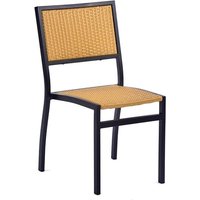 Product photograph of Oderico Outdoor Side Chair In Black With Teak Rattan from Furniture in Fashion