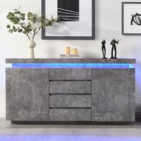 Product photograph of Odessa Sideboard With 2 Door 4 Drawer In Concrete Effect And Led from Furniture in Fashion