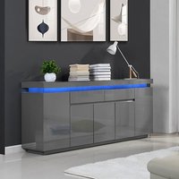 Product photograph of Odessa Grey High Gloss Sideboard With 5 Door 2 Drawer And Led from Furniture in Fashion