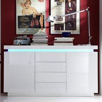 Product photograph of Odessa White High Gloss Sideboard With 2 Door 4 Drawer And Led from Furniture in Fashion