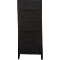 Product photograph of Ogen Wooden Chest Of 5 Drawers Narrow In Black from Furniture in Fashion