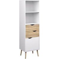 Product photograph of Oklo Wooden Bookcase With 1 Door 2 Drawers In White And Oak from Furniture in Fashion