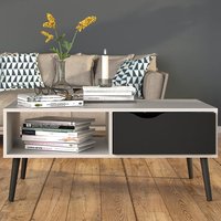 Product photograph of Oklo Wooden Coffee Table With 1 Drawer In White And Matt Black from Furniture in Fashion
