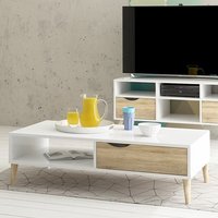 Product photograph of Oklo Wooden Coffee Table With 1 Drawer In White And Oak from Furniture in Fashion