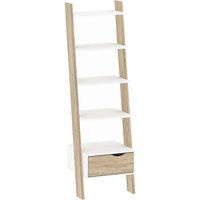 Product photograph of Oklo Wooden Bookcase With 1 Drawer In White And Oak from Furniture in Fashion