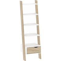 Product photograph of Oklo Leaning 1 Drawer Bookcase In White And Oak from Furniture in Fashion