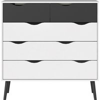 Product photograph of Oklo Wooden Chest Of 5 Drawers In White And Matt Black from Furniture in Fashion
