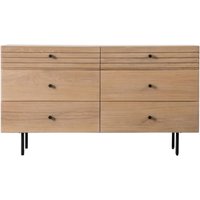 Product photograph of Okonma Wooden Chest Of 6 Drawers With Metal Legs In Oak from Furniture in Fashion