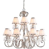 Product photograph of Oksana 12 Lights Pendant Light In Nickel With White Shades from Furniture in Fashion